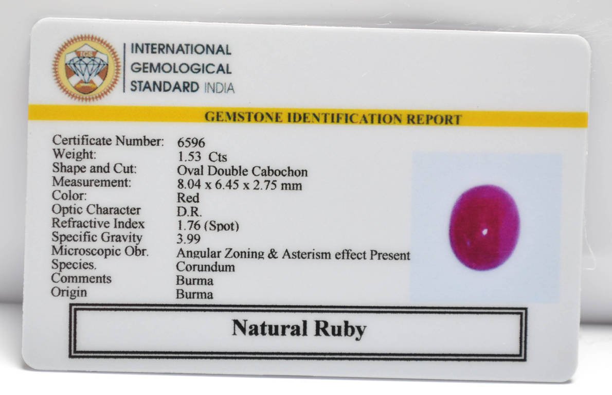 BMRG100 2 RUBY (BURMA MINES) 1.53 Ct.