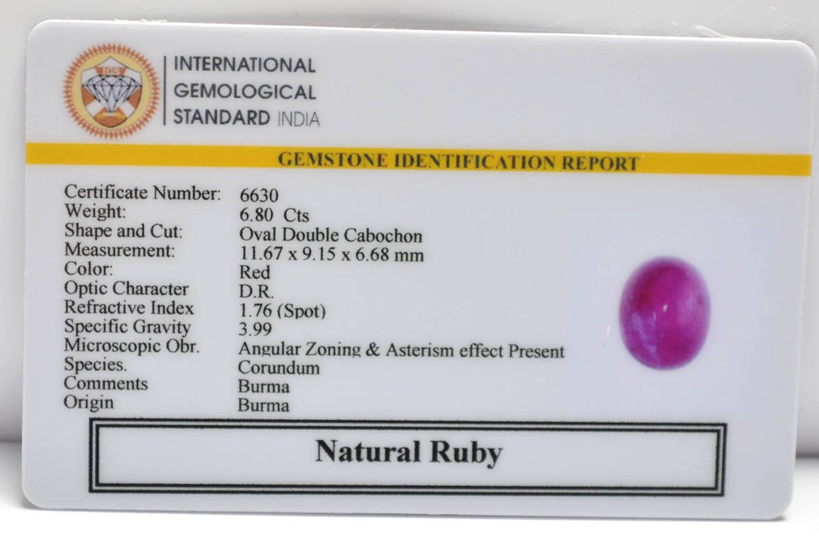 BMRG105 2 RUBY (BURMA MINES) 6.8 Ct.
