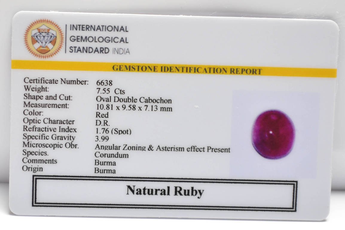 BMRG107 2 RUBY (BURMA MINES) 7.55 Ct.
