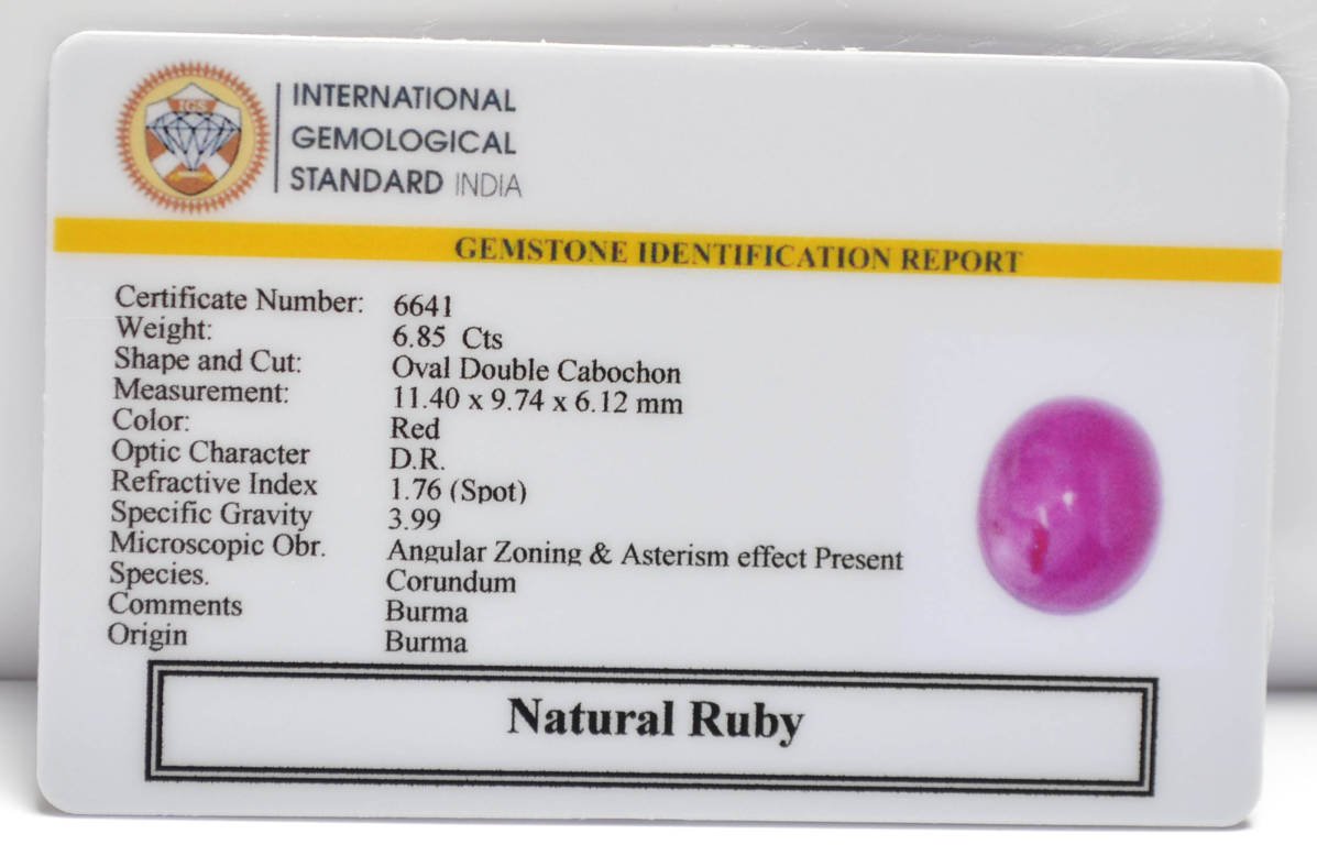 BMRG109 2 RUBY (BURMA MINES) 6.85 Ct.