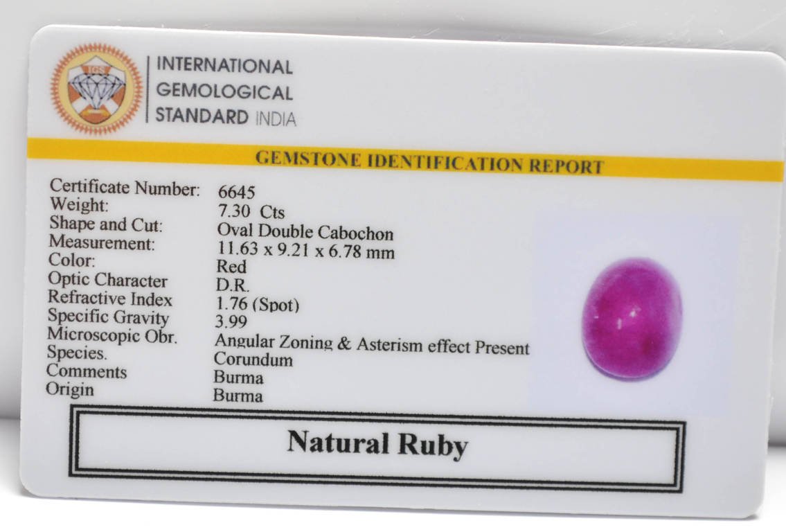 BMRG111 2 RUBY (BURMA MINES) 7.3 Ct.