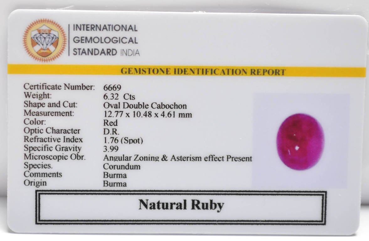 BMRG115 2 RUBY (BURMA MINES) 6.32 Ct.