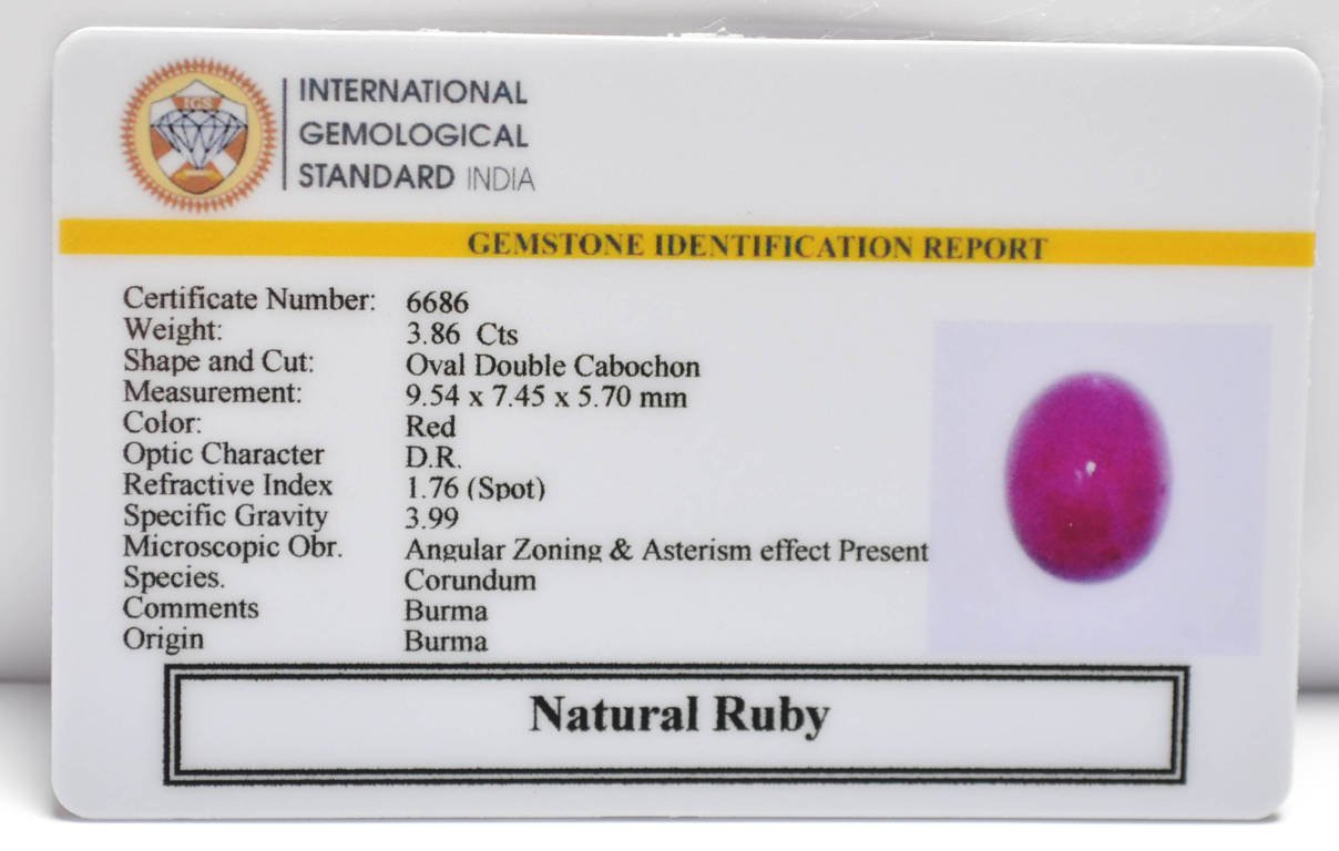 BMRG118 2 RUBY (BURMA MINES) 3.86 Ct.
