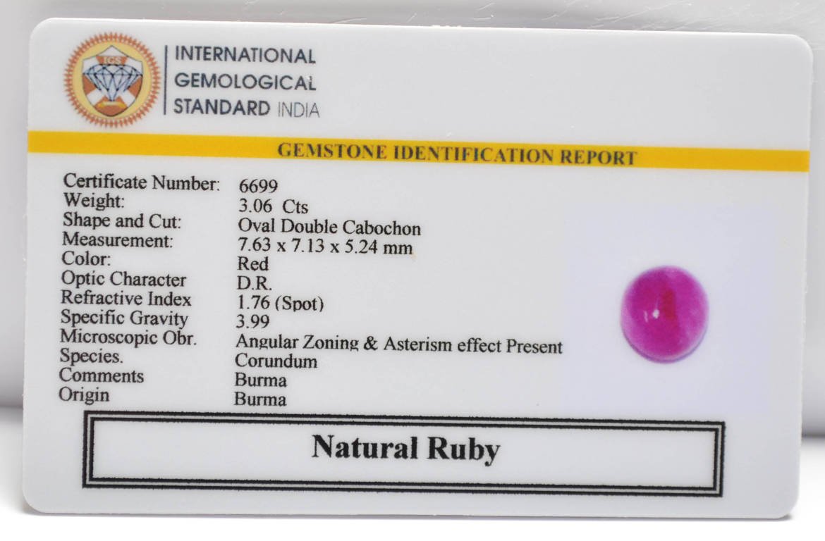 BMRG120 2 RUBY (BURMA MINES) 3.06 Ct.