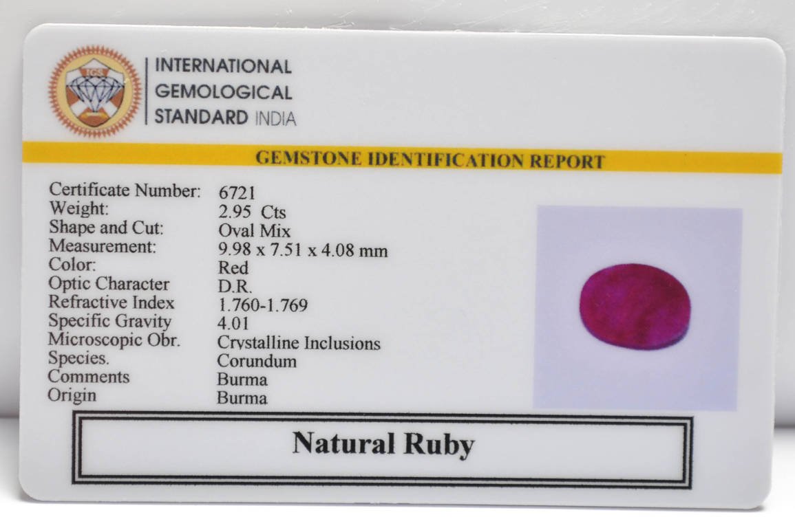 BMRG126 2 RUBY (BURMA MINES) 2.95 Ct.