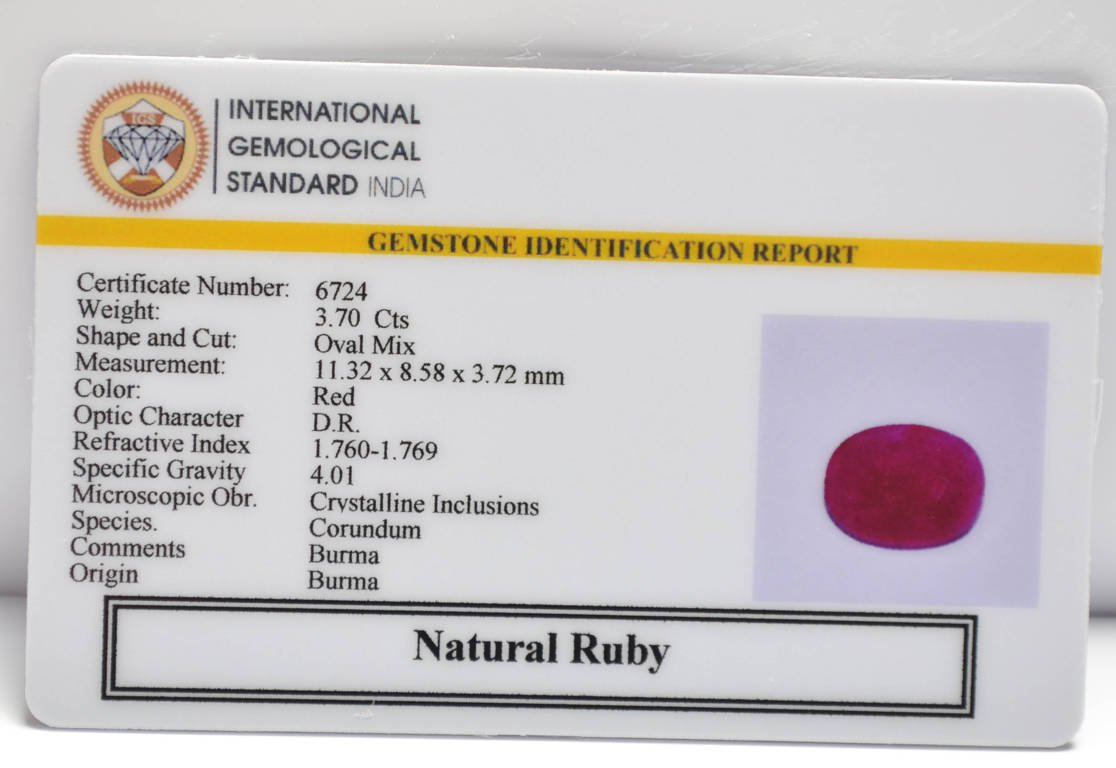 BMRG127 2 RUBY (BURMA MINES) 3.7 Ct.