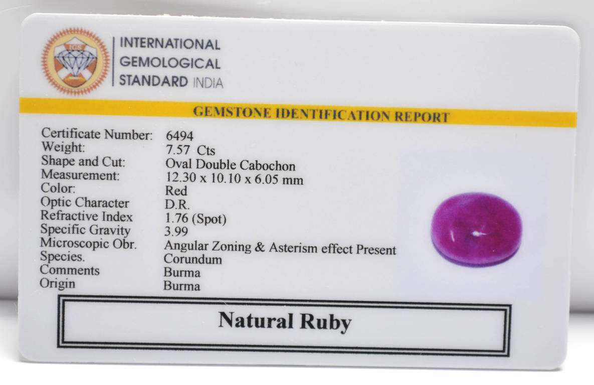 BMRG83 2 RUBY (BURMA MINES) 7.57 Ct.