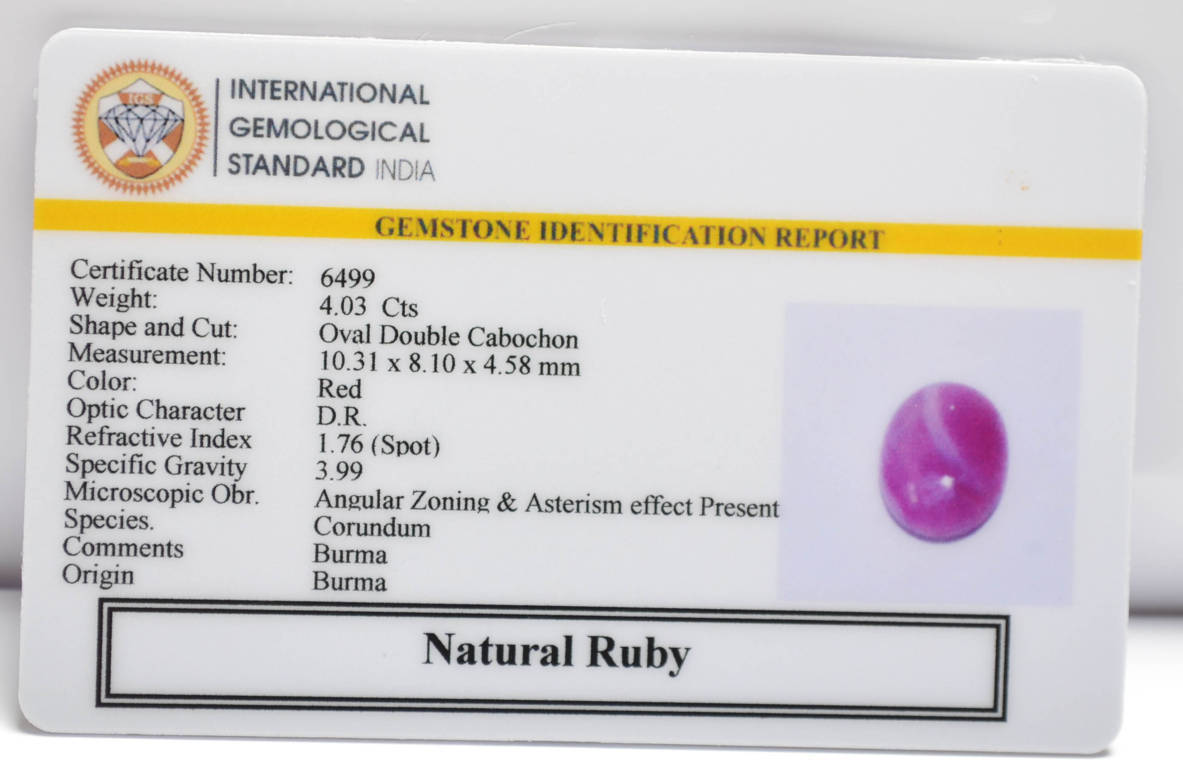 BMRG85 2 RUBY (BURMA MINES) 4.03 Ct.