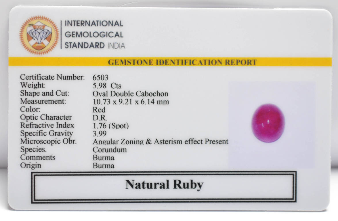 BMRG86 2 RUBY (BURMA MINES) 5.98 Ct.