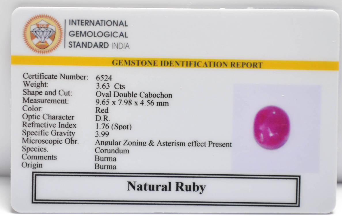 BMRG89 2 RUBY (BURMA MINES) 3.63 Ct.