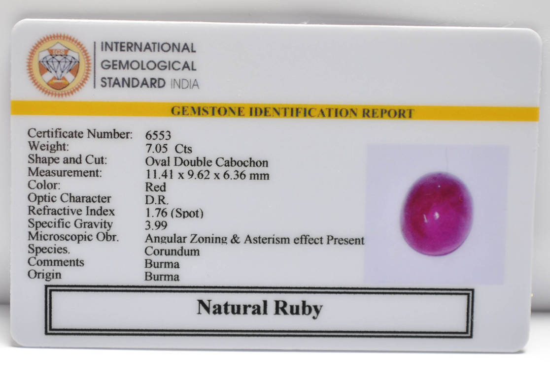 BMRG93 2 RUBY (BURMA MINES) 7.05 Ct.