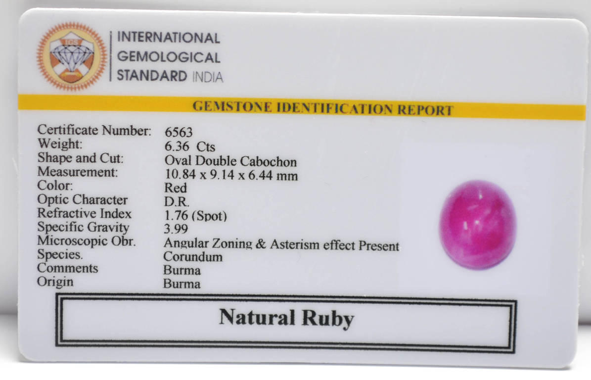 BMRG94 2 RUBY (BURMA MINES) 6.36 Ct.