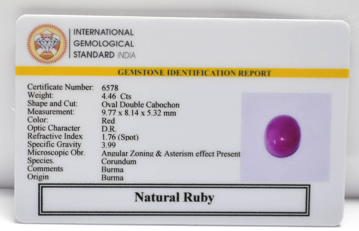 BMRG96 2 RUBY (BURMA MINES) 4.46 Ct.