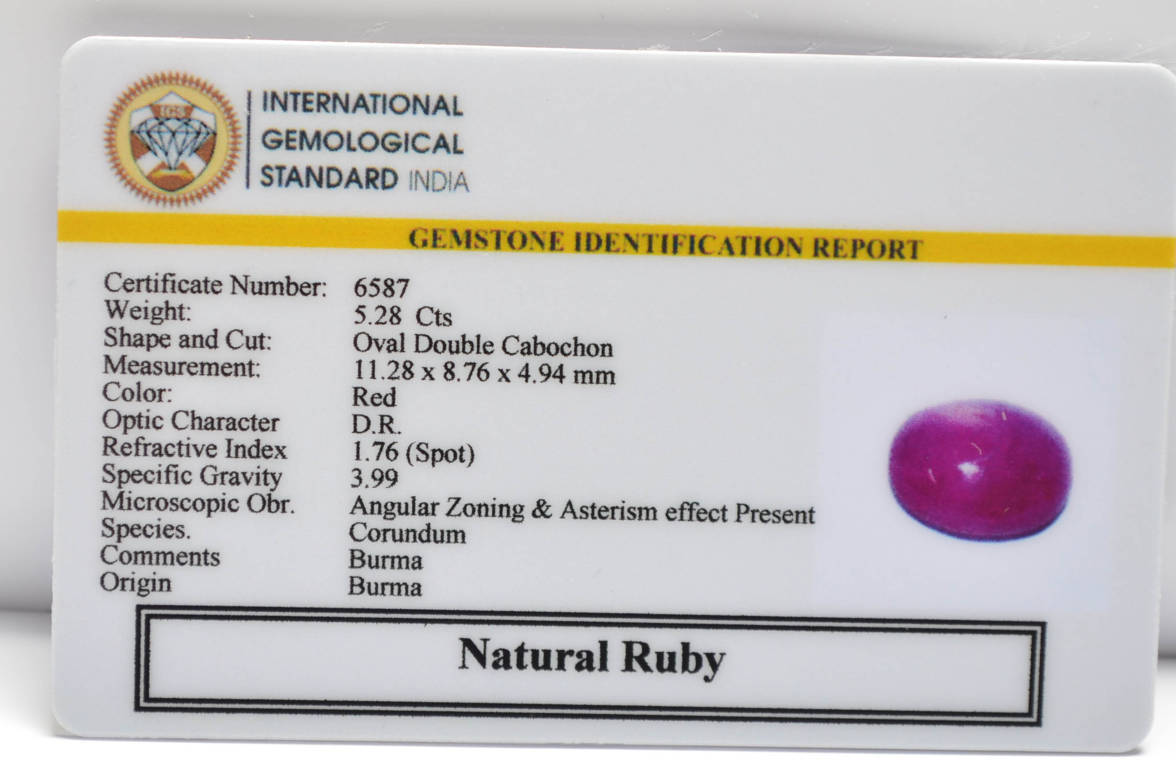 BMRG98 2 RUBY (BURMA MINES) 5.28 Ct.