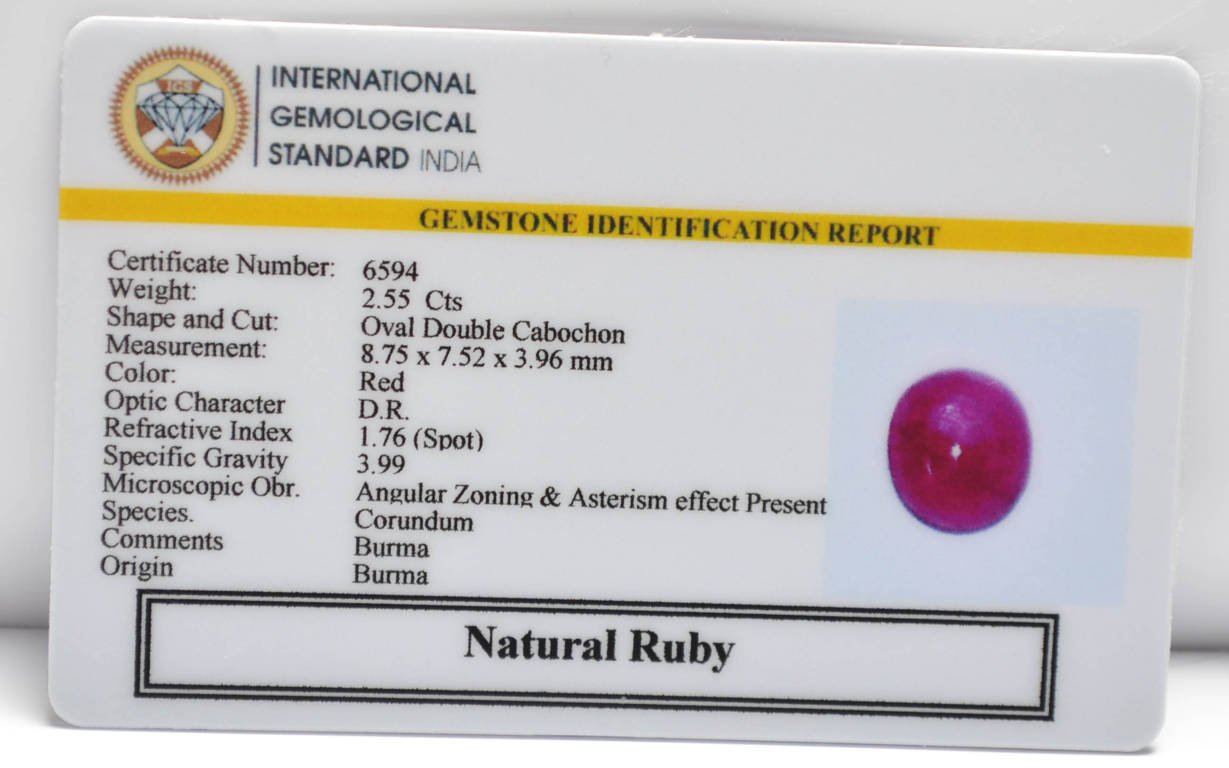BMRG99 2 RUBY (BURMA MINES) 2.55 Ct.