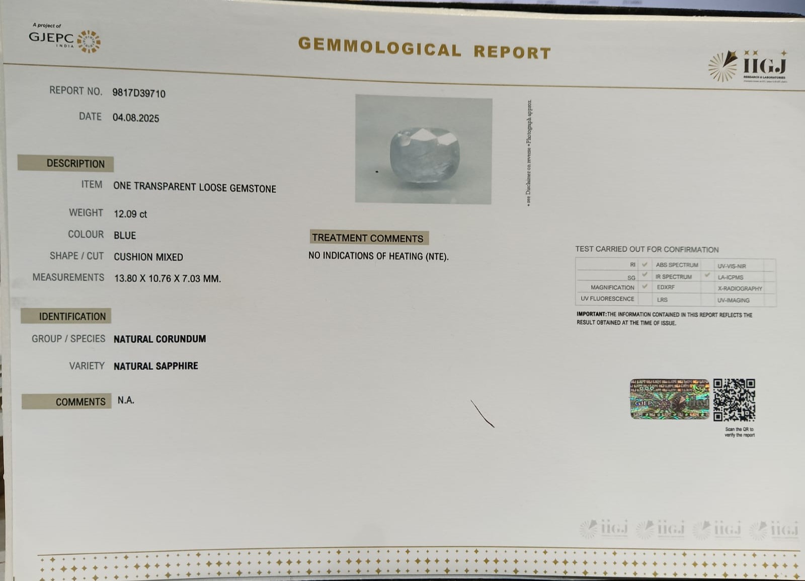 BSP14858 2 BLUE SAPPHIRE 12.09 Ct.