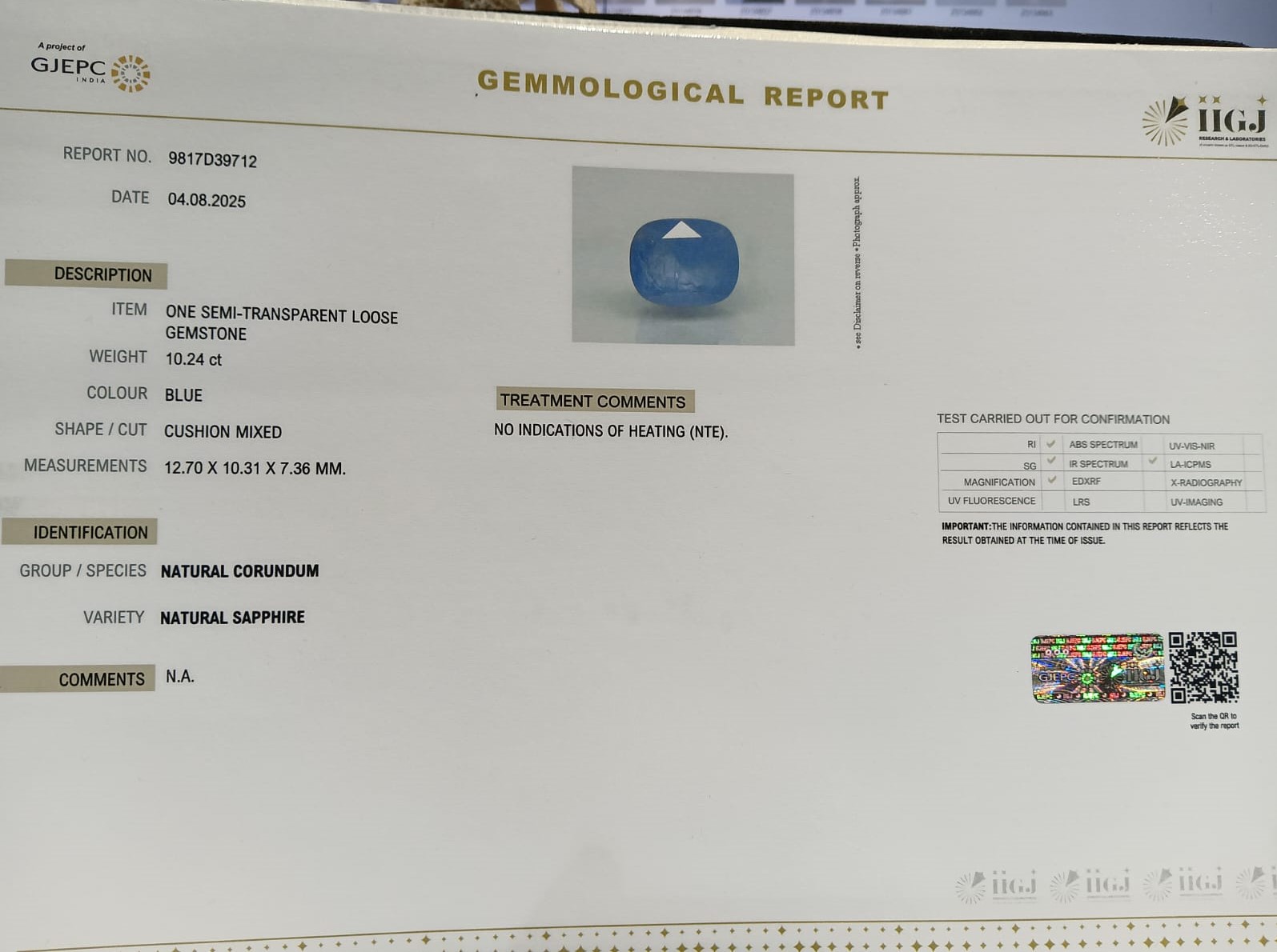 BSP14860 2 BLUE SAPPHIRE 10.24 Ct.