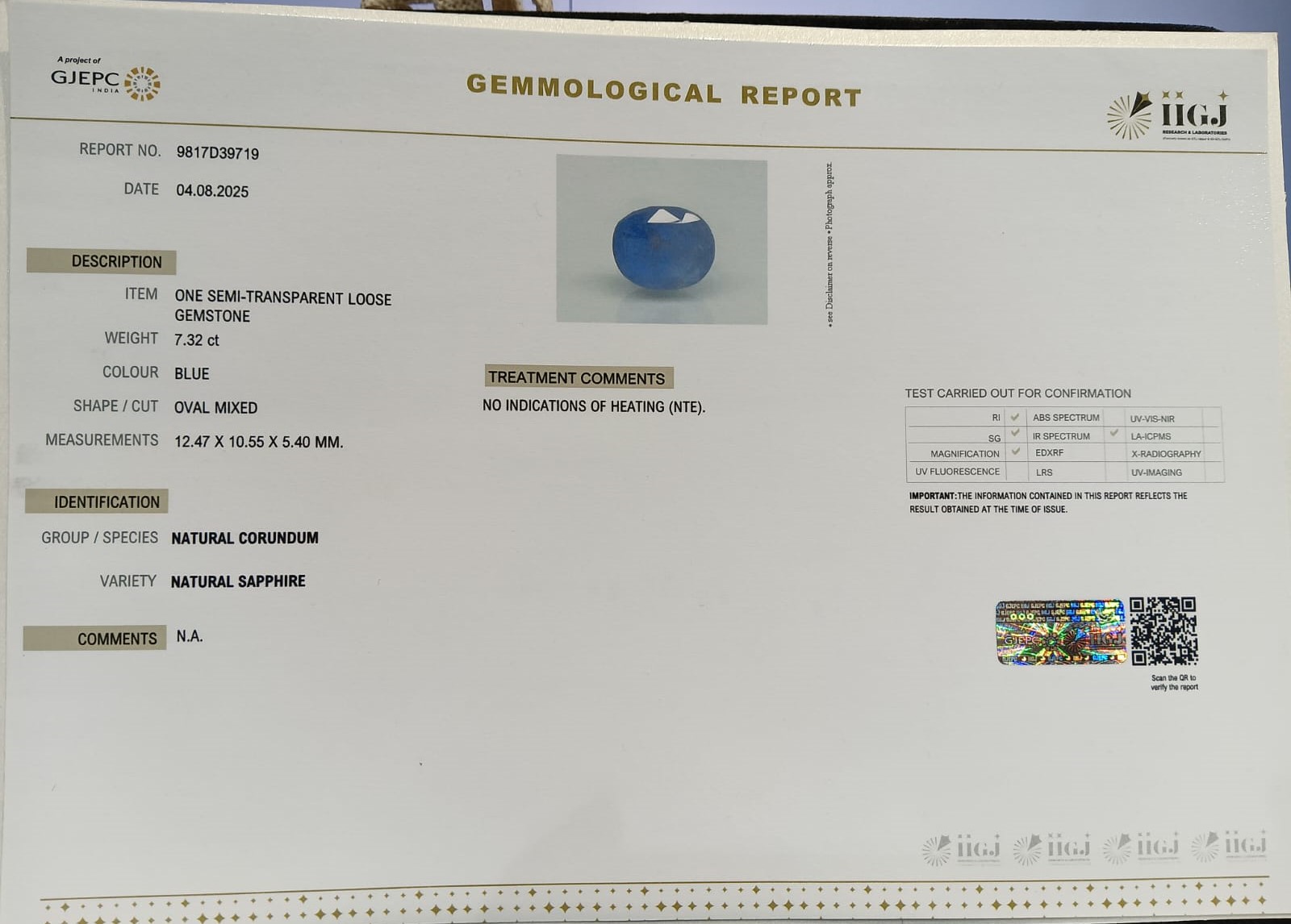 BSP14866 2 BLUE SAPPHIRE 7.32 Ct.