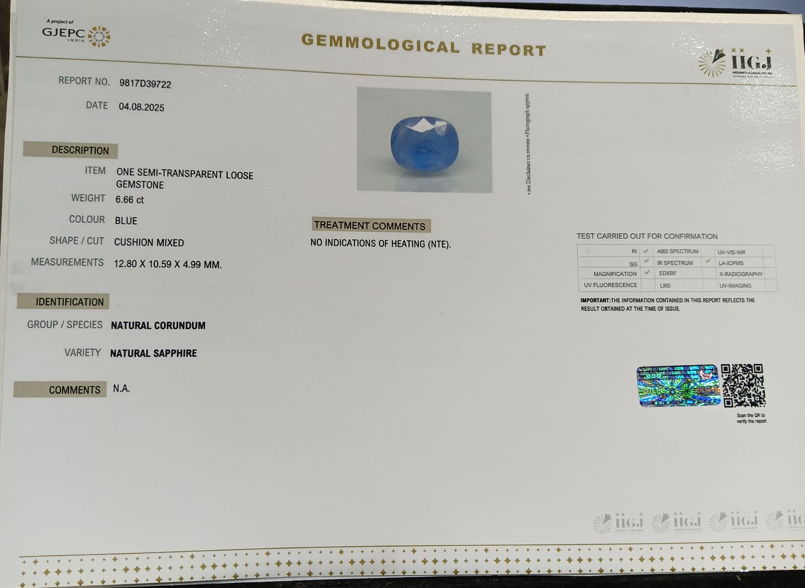 BSP14868 2 BLUE SAPPHIRE 6.66 Ct.