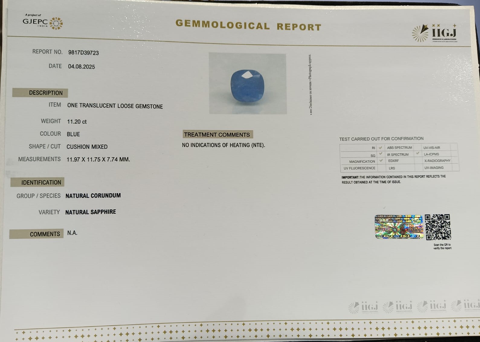 BSP14869 2 BLUE SAPPHIRE 11.2 Ct.