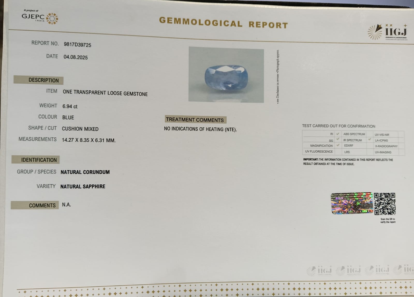 BSP14870 2 BLUE SAPPHIRE 6.94 Ct.