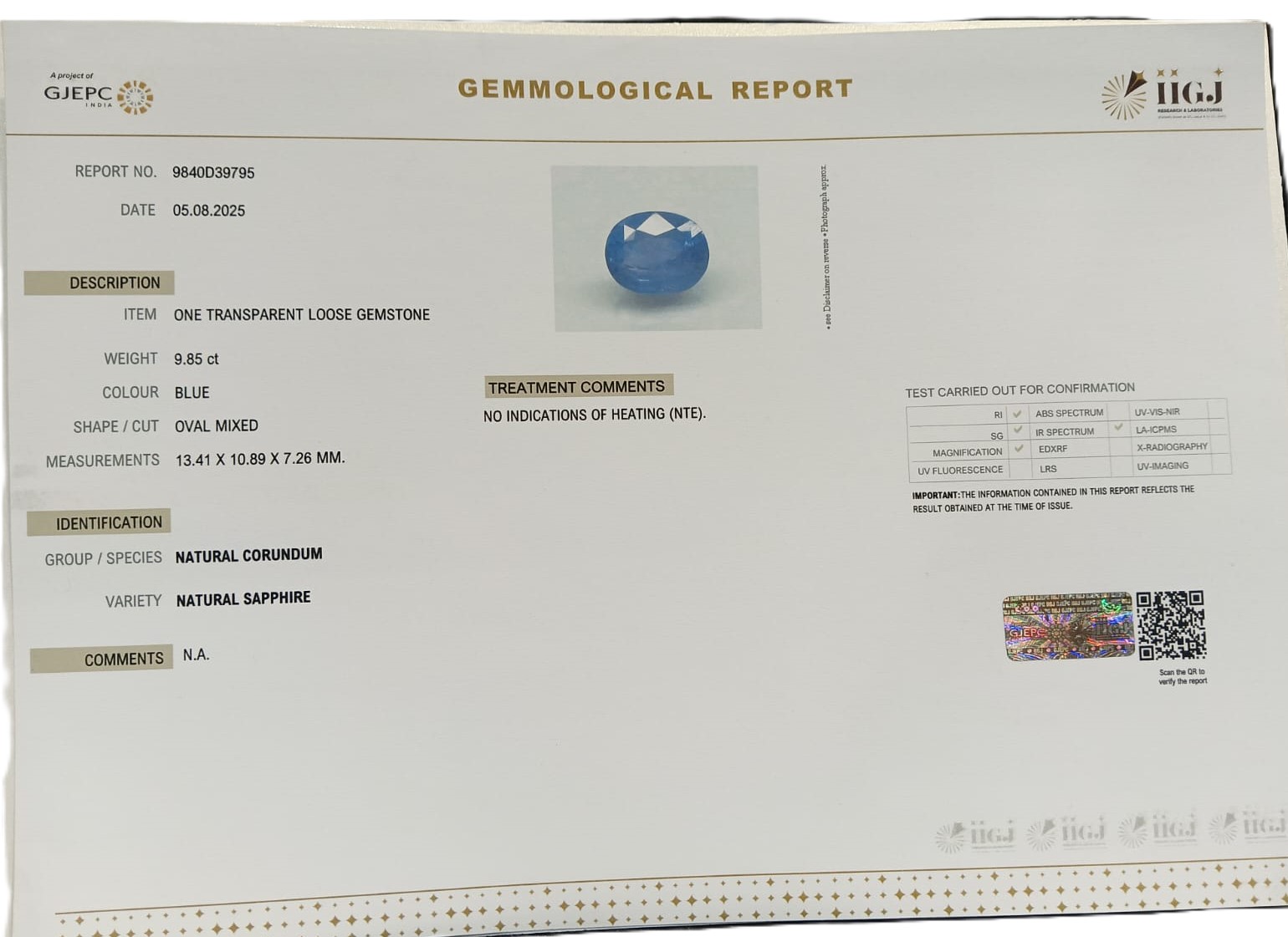 BSP14879 2 BLUE SAPPHIRE 9.85 Ct.