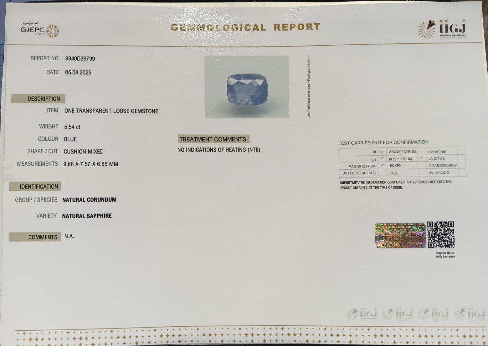 BSP14881 2 BLUE SAPPHIRE 5.54 Ct.