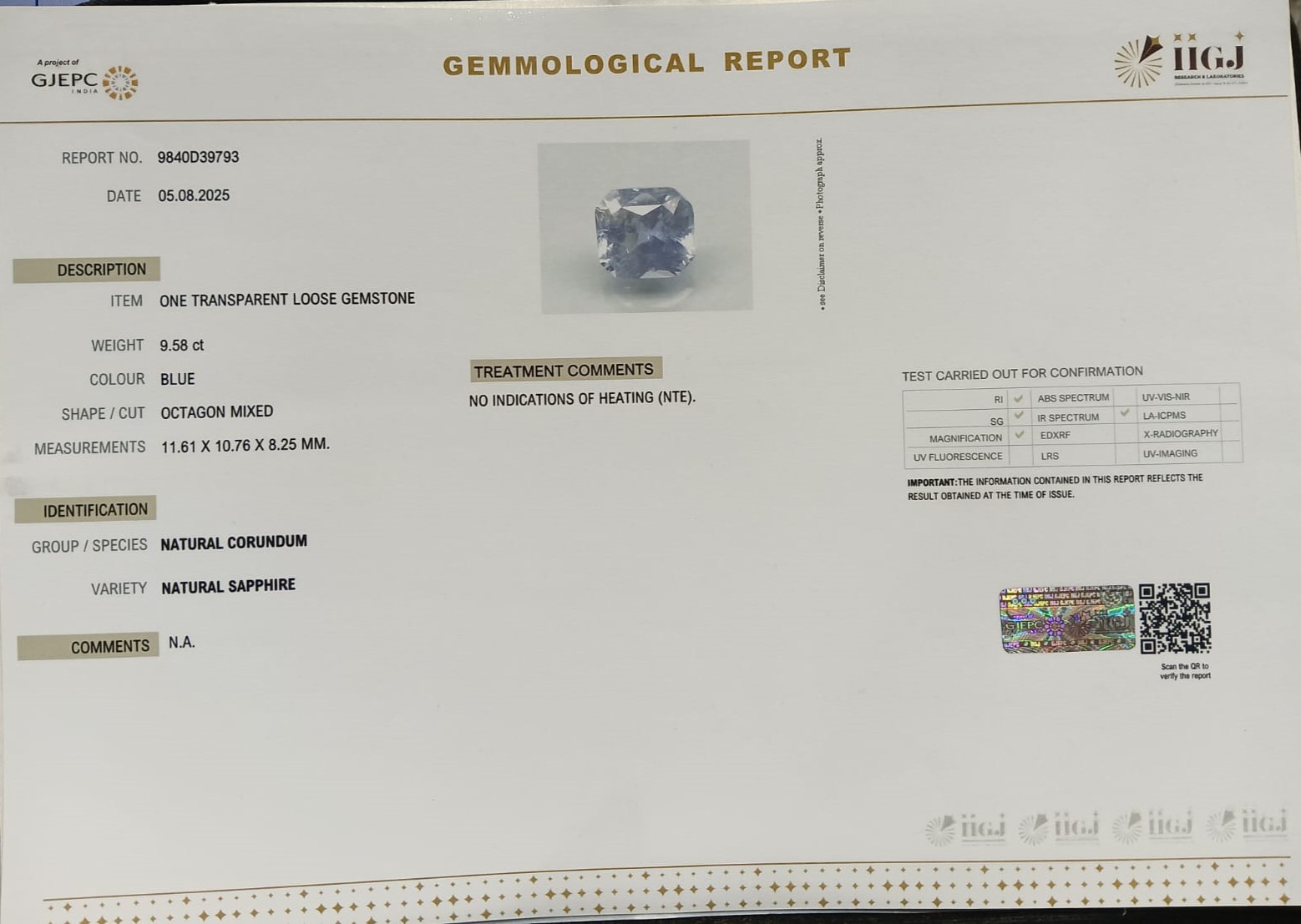 BSP14882 2 BLUE SAPPHIRE 9.58 Ct.