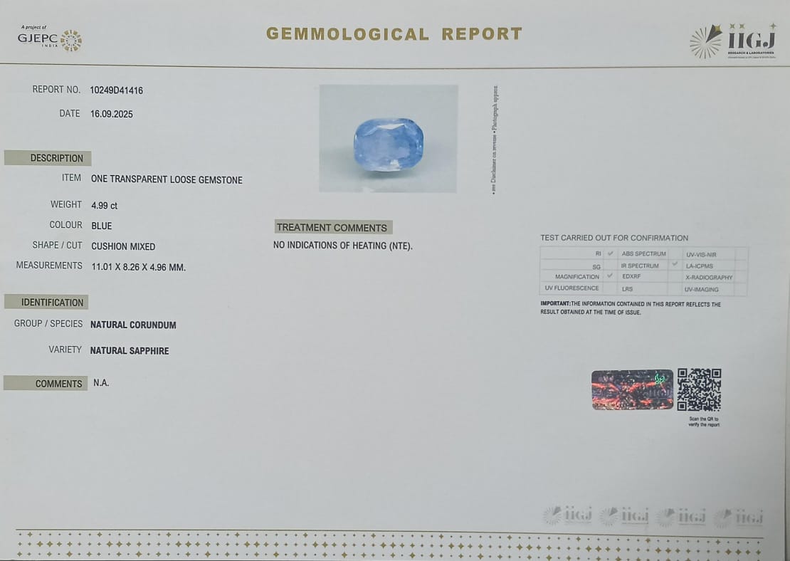 BSP14902 2 BLUE SAPPHIRE 4.99 Ct.