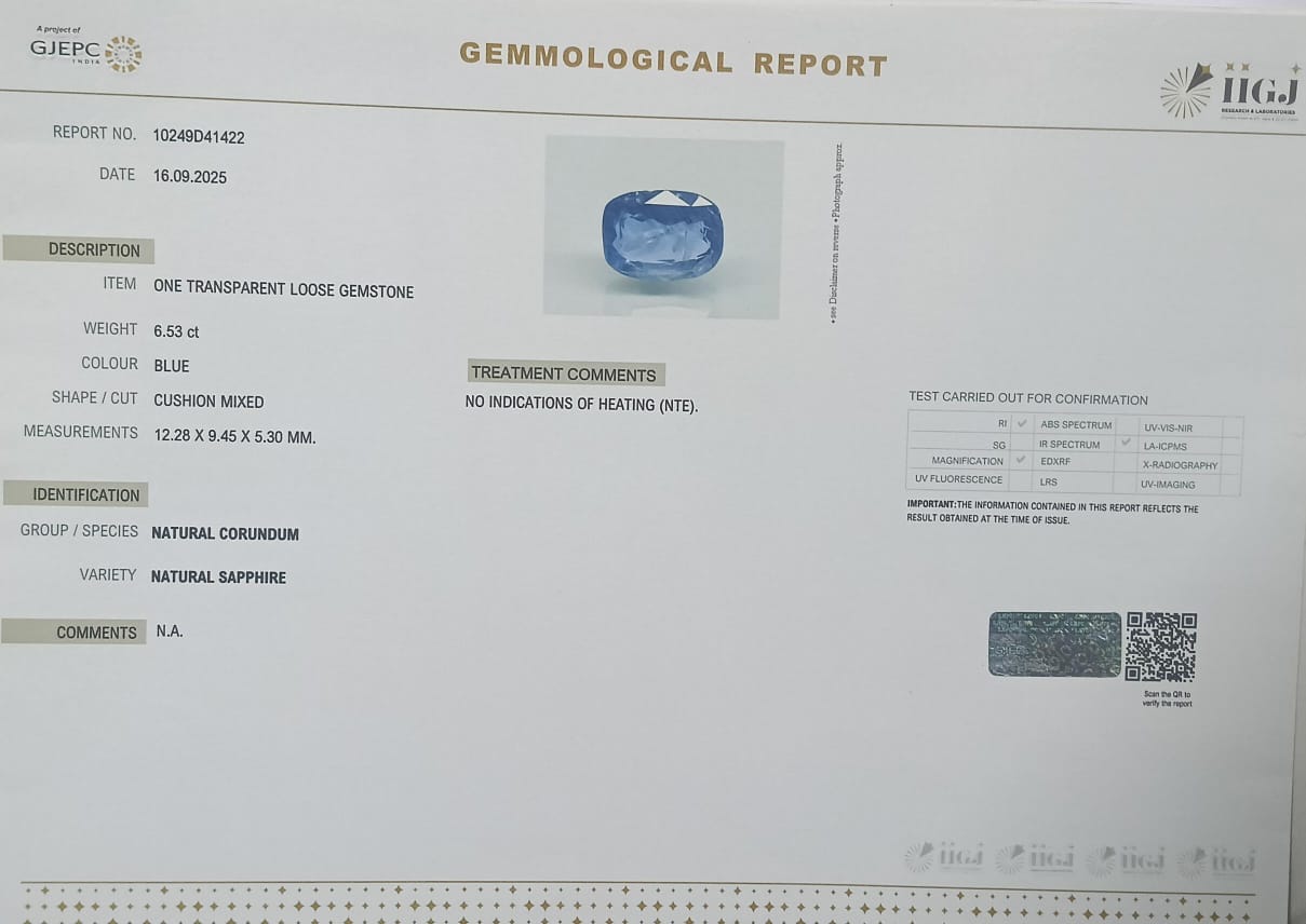 BLUE SAPPHIRE 6.53 Ct. 3 BSP14908 2 BLUE SAPPHIRE 6.53 Ct.