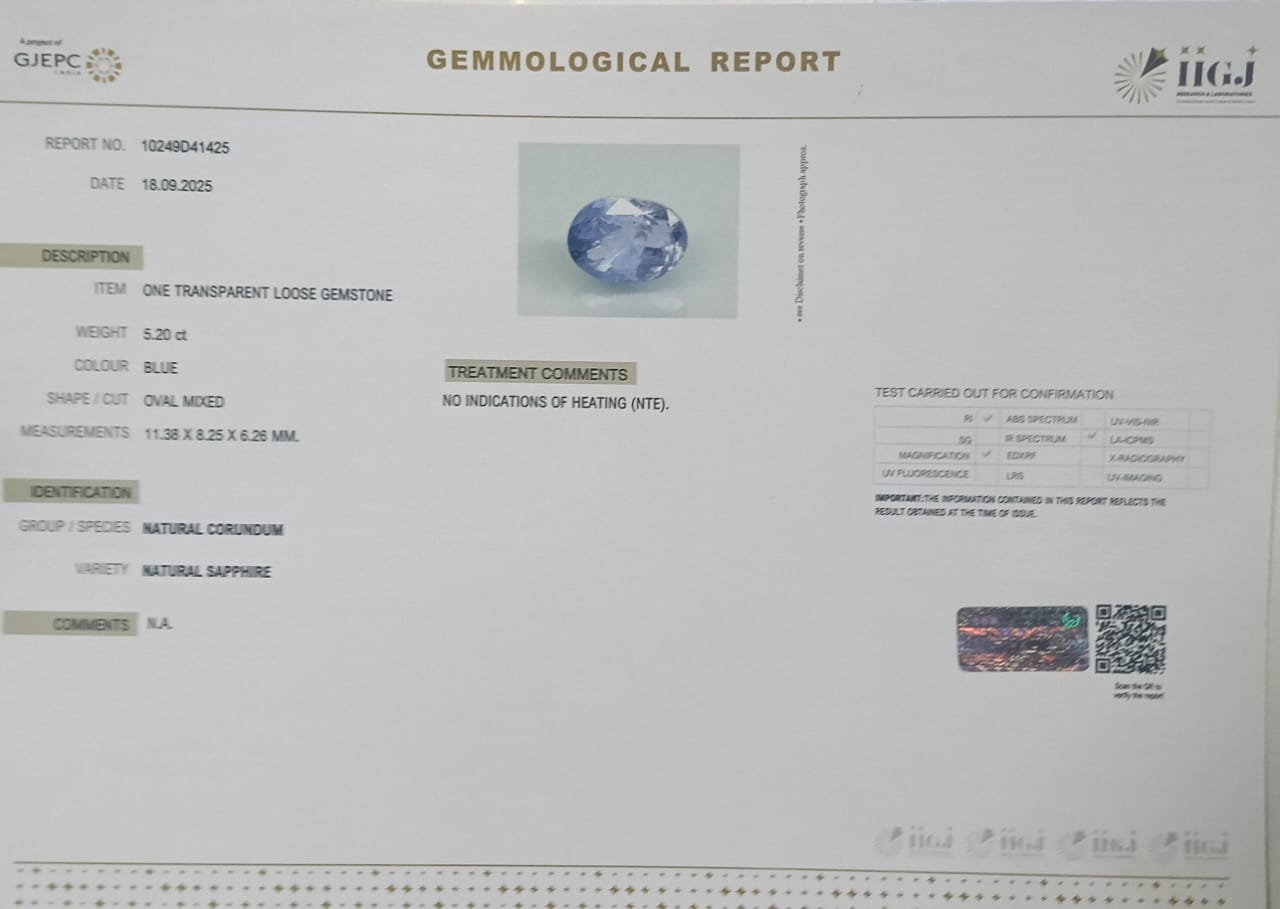 BSP14911 2 BLUE SAPPHIRE 5.2 Ct.