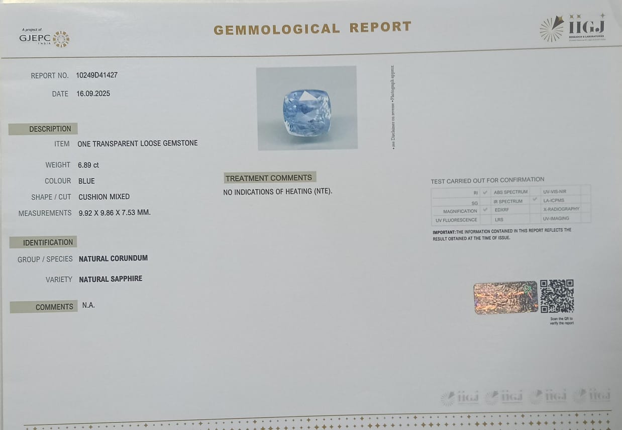 BLUE SAPPHIRE 6.89 Ct. 3 BSP14912 2 BLUE SAPPHIRE 6.89 Ct.