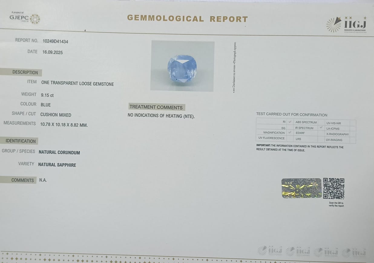 BLUE SAPPHIRE 9.15 Ct. 3 BSP14918 2 BLUE SAPPHIRE 9.15 Ct.