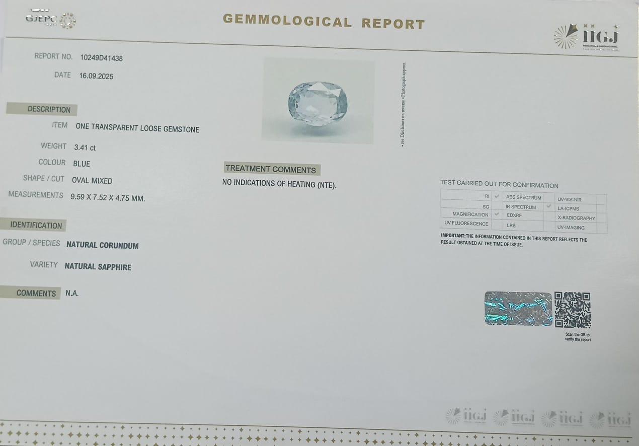 BLUE SAPPHIRE 3.41 Ct. 3 BSP14922 2 BLUE SAPPHIRE 3.41 Ct.