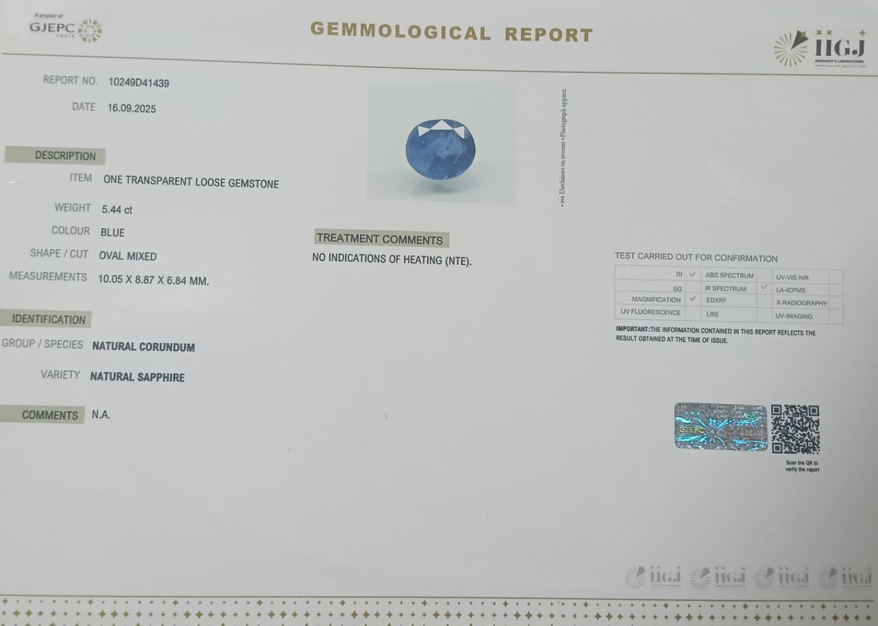 BLUE SAPPHIRE 5.44 Ct. 3 BSP14923 2 BLUE SAPPHIRE 5.44 Ct.