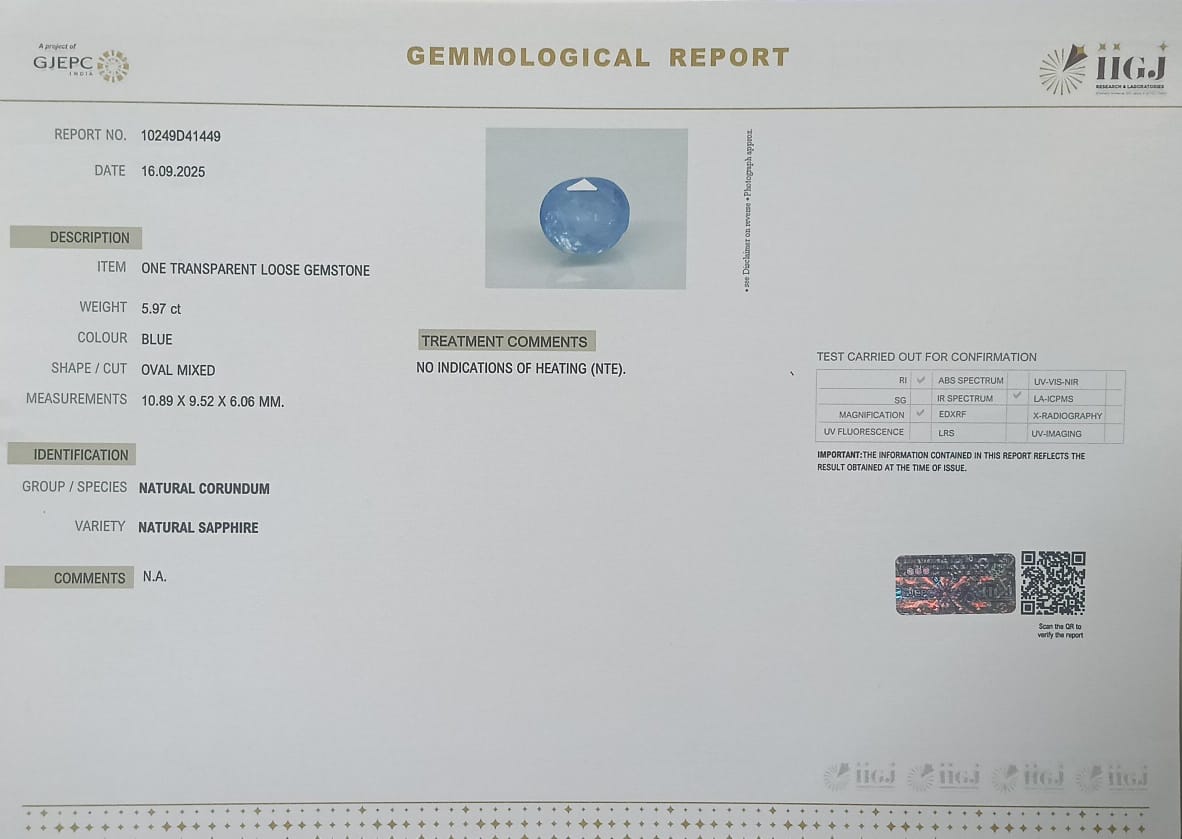 BSP14932 2 BLUE SAPPHIRE 5.97 Ct.