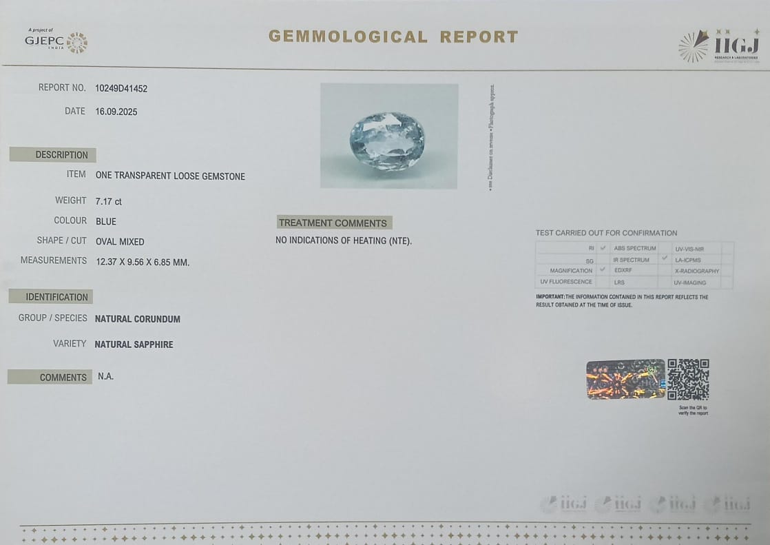 BSP14935 2 BLUE SAPPHIRE 7.17 Ct.