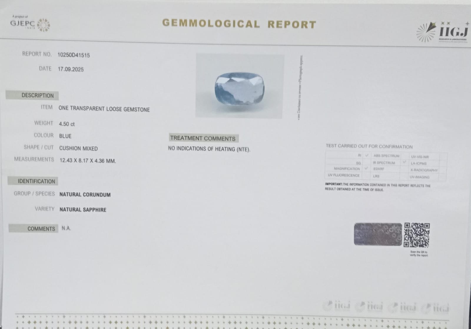BSP14950 2 BLUE SAPPHIRE 4.5 Ct.