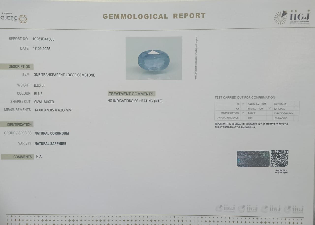 BSP14954 2 BLUE SAPPHIRE 8.3 Ct.