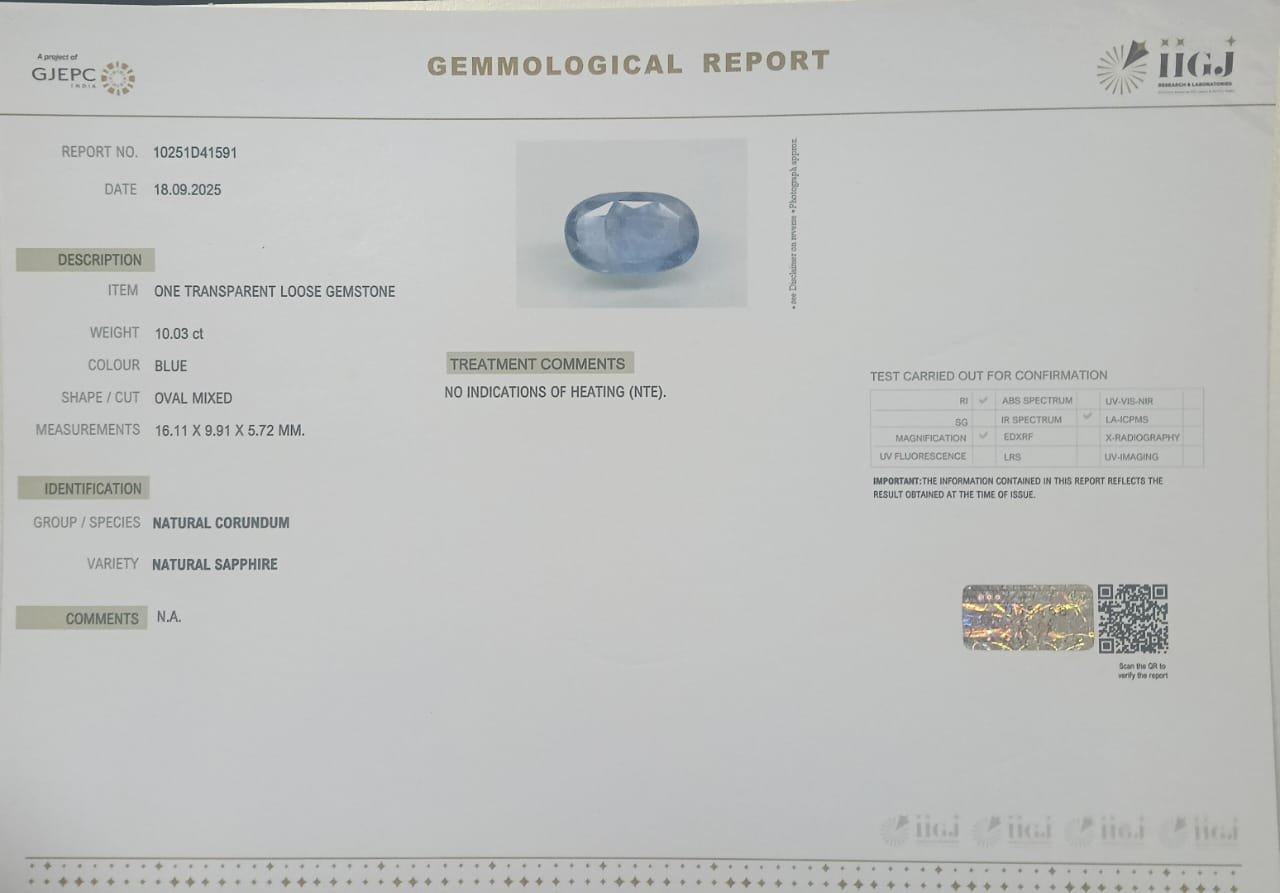 BSP14959 2 BLUE SAPPHIRE 10.03 Ct.
