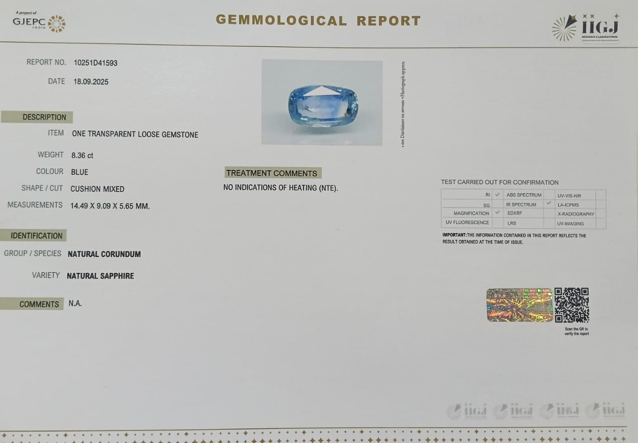BSP14961 2 BLUE SAPPHIRE 8.36 Ct.