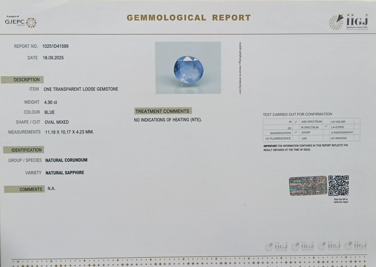 BSP14967 2 BLUE SAPPHIRE 4.3 Ct.