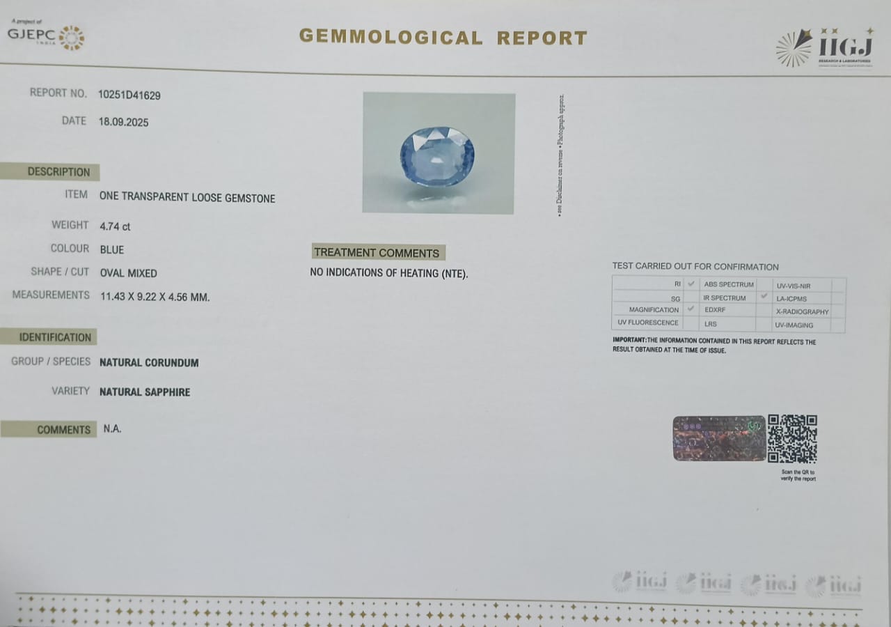 BSP14996 2 BLUE SAPPHIRE 4.74 Ct.