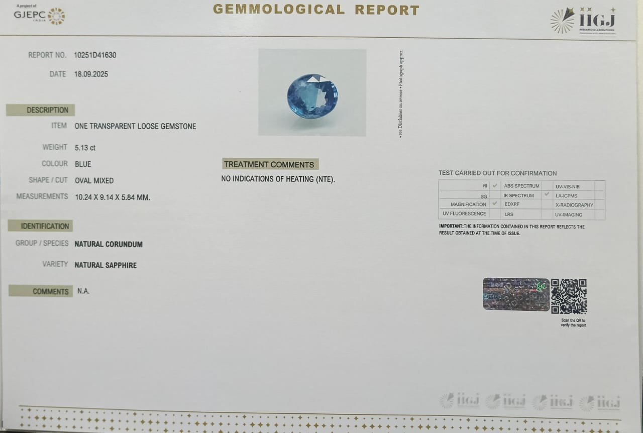 BSP14997 2 BLUE SAPPHIRE 5.13 Ct.