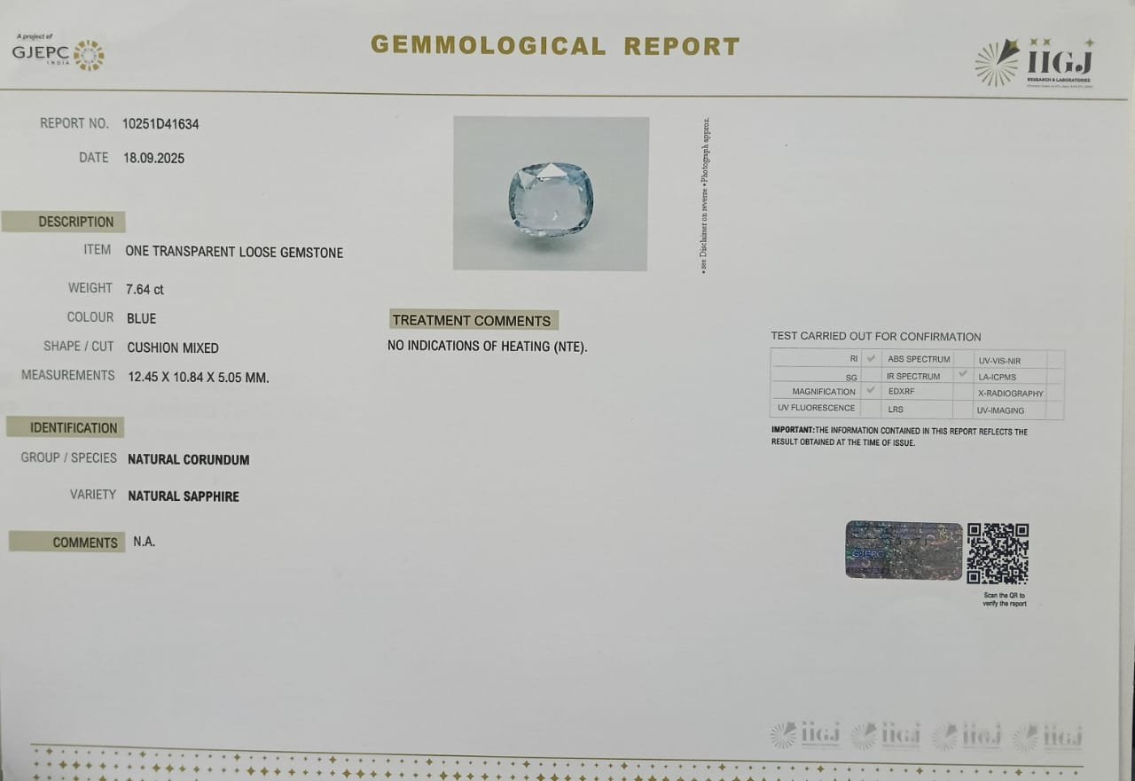 BSP15001 2 BLUE SAPPHIRE 7.64 Ct.