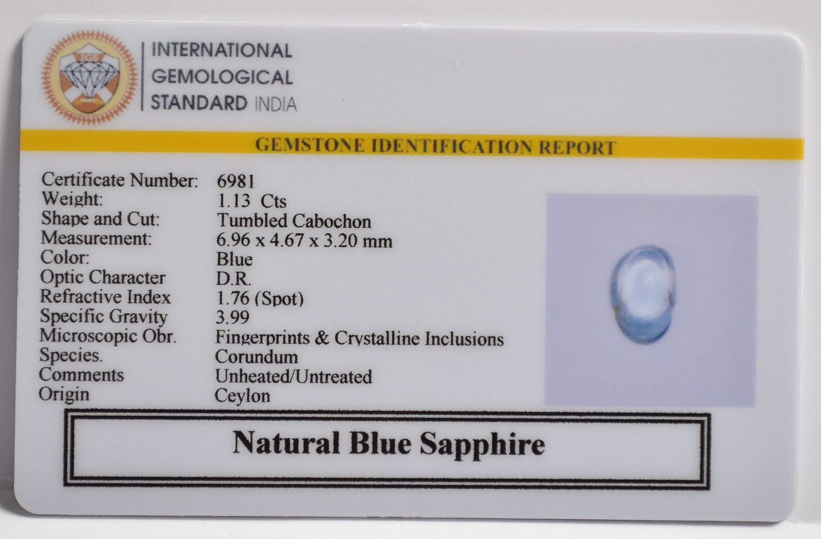 BSP15053 2 1 BLUE SAPPHIRE 1.13 Ct.