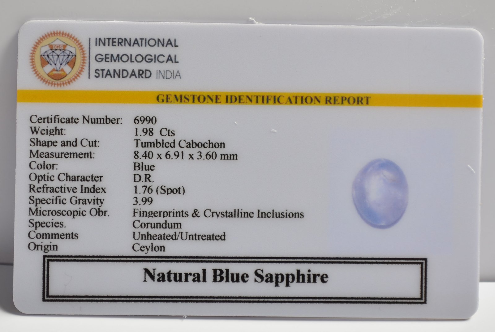 BSP15062 2 BLUE SAPPHIRE 1.98 Ct.