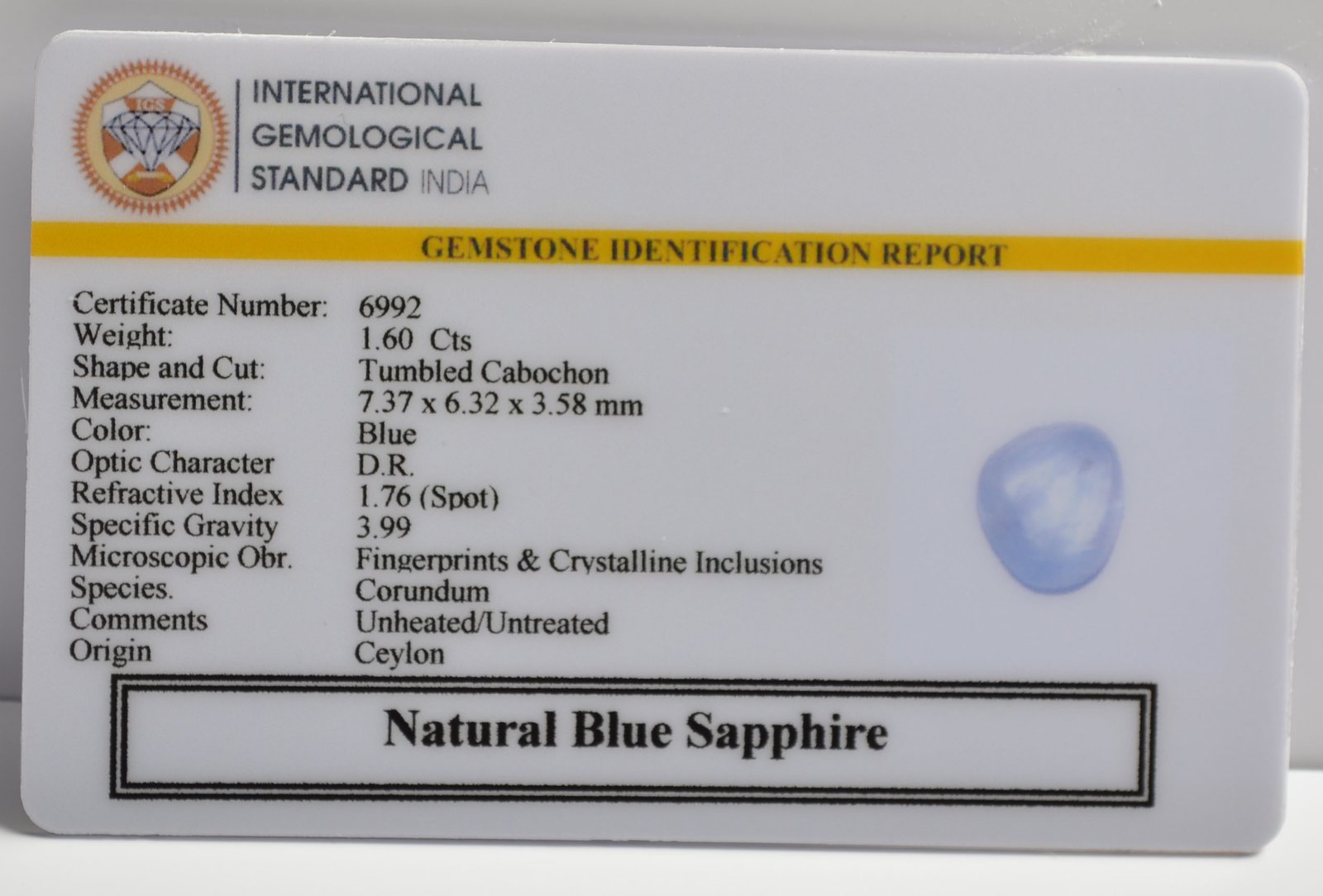 BSP15064 2 BLUE SAPPHIRE 1.6 Ct.
