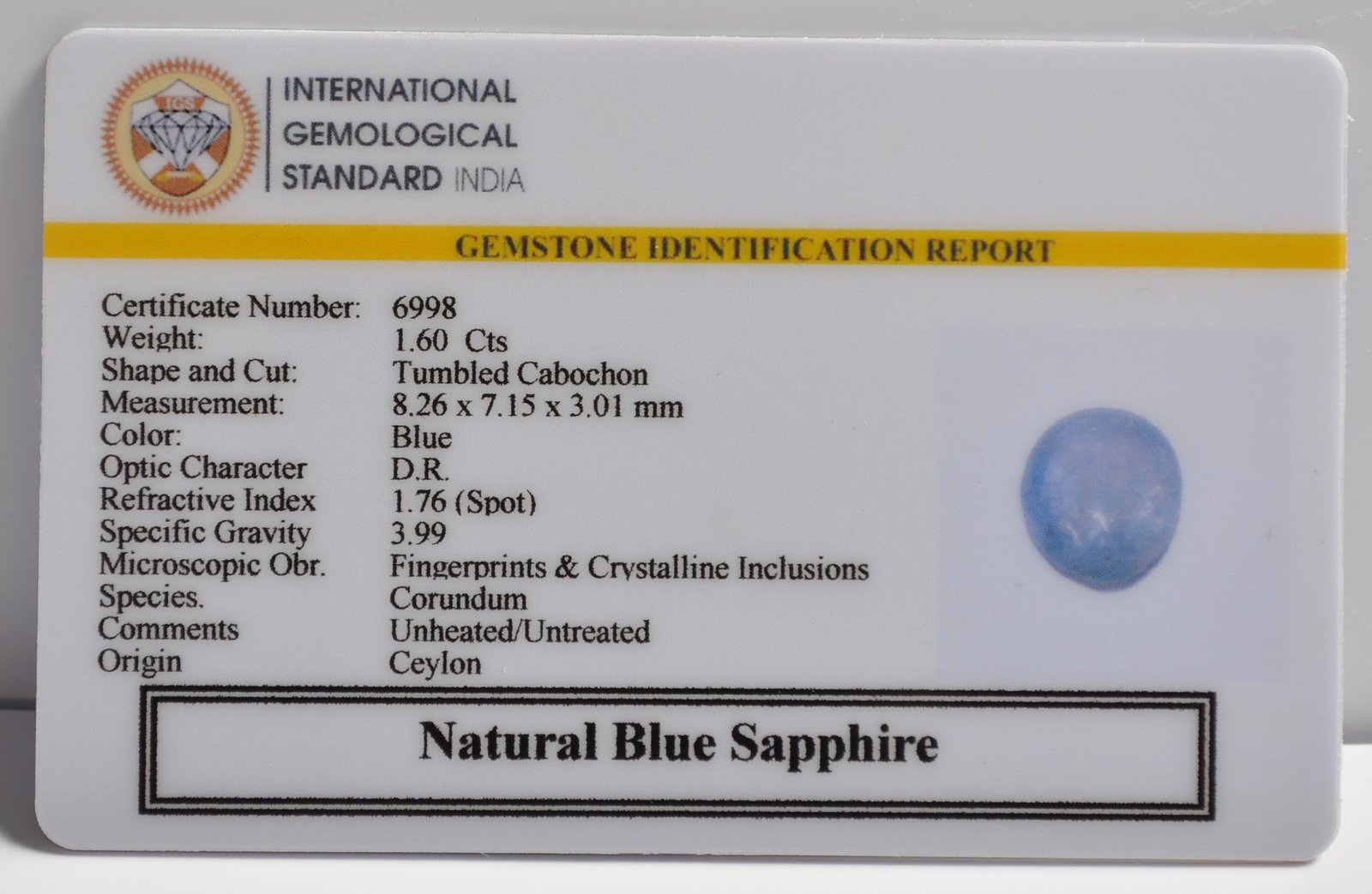BSP15070 2 BLUE SAPPHIRE 1.6 Ct.