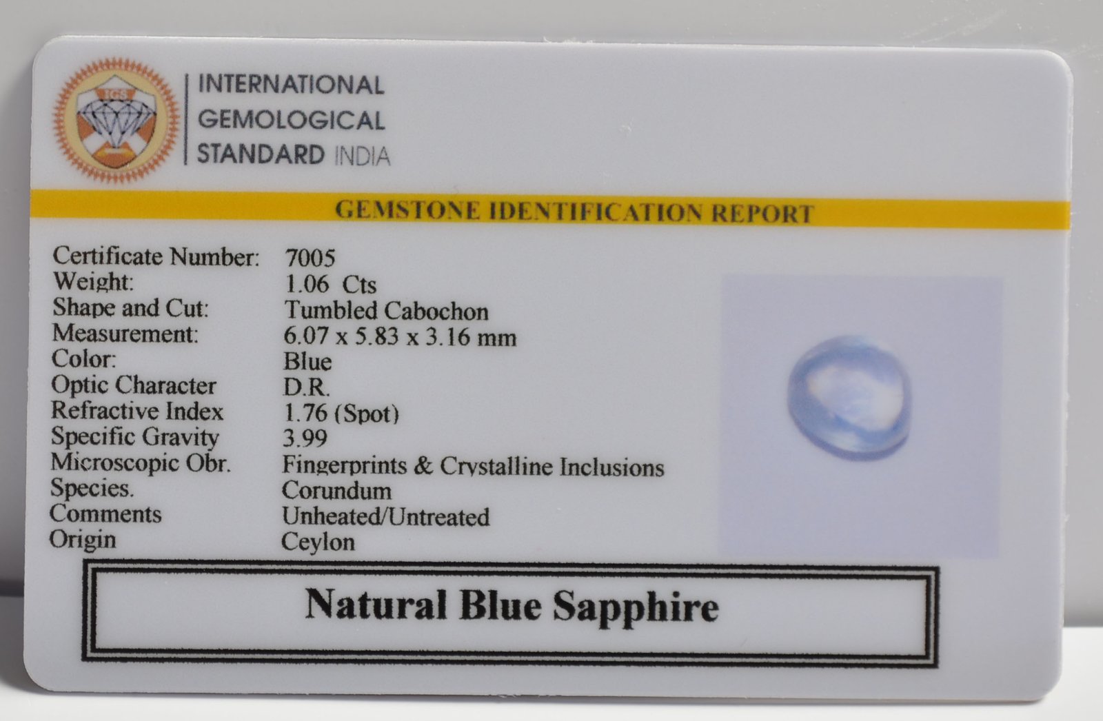 BSP15077 2 BLUE SAPPHIRE 1.06 Ct.